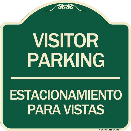 SIGNMISSION Bilingual Reserved Parking Visitor Parking Estacionamiento Para Visitas Aluminum, A-DES-G-1818-24299 A-DES-G-1818-24299